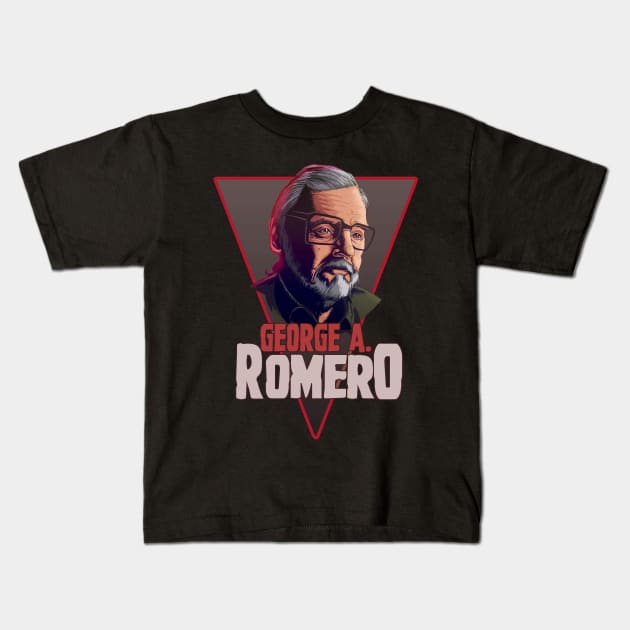 George A. Romero Kids T-Shirt by Creepsandbabes